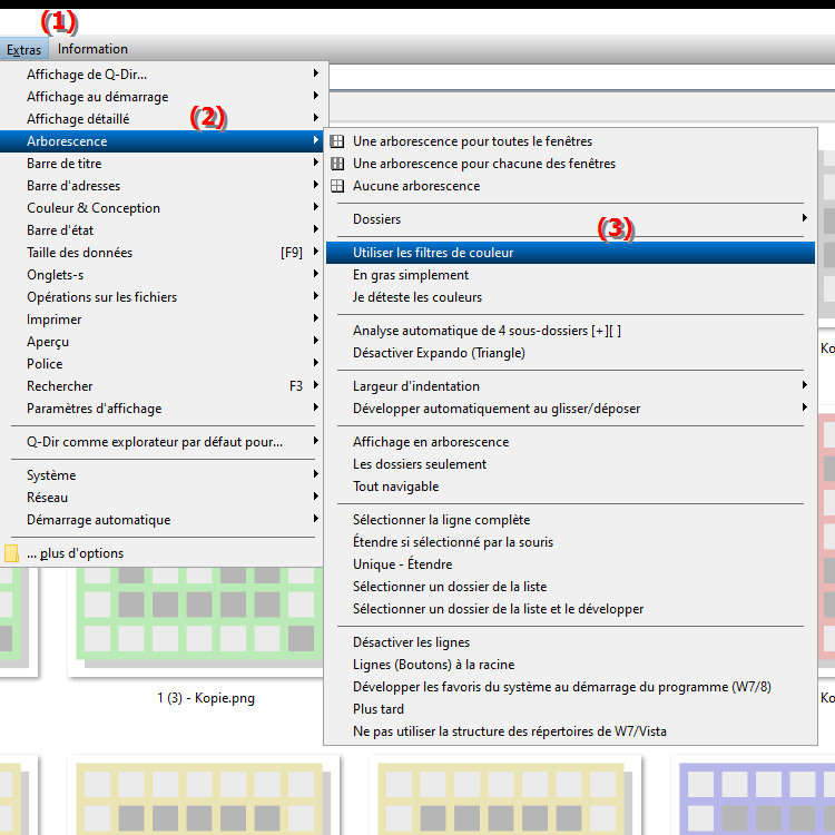 Comment puis je utiliser des filtres de couleur dans l Explorateur de fichiers pour la structure des répertoires sous Windows